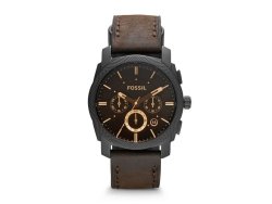Fossil Men's Machine Black Round Leather Watch FS4656