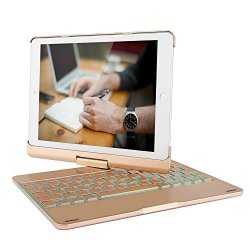 Ipad Keyboard Case For New 2018 Ipad 2017 Ipad Ipad Pro 9.7 Ipad Air 1 And 2 With 360 Degree Rotatable Cover And Folio 180 Degree Multi-angle All 9.7 Inch Versions Gold