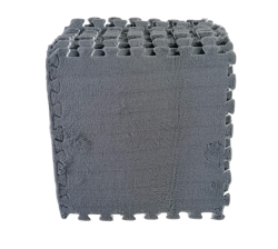 Ys - Grey 10 Pieces Fluffy Puzzle Foam Floor Mat