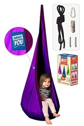 Lationay Home Child Hammock Chair Kids Swing Pod Outdoor Indoor Hanging Seat Hammocks Without Cushion 