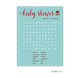 Andaz Press Lil Man Mustache Boy Baby Shower Collection Word Search Game Cards Activity 20-PACK