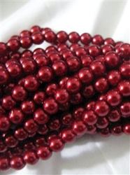 6MM Ruby Red Faux Pearl Glass Beads 60