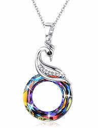 Sllaiss 925 Sterling Silver Phoenix Crystal Necklace Jewelry Crystals From Swarovski Nirvana Of Phoenix Pendant Elegant Crystals Necklace For Women Wife Lover Birthday Anniversary