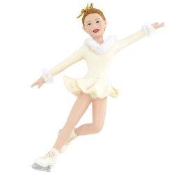 Girl Ice Figure Skater In White Dress Christmas Ornament Decoration C8061 New
