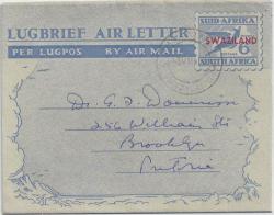 Swaziland 1963 Qeii 6d Airletter Overprinted From Mbabane To Pretoria Fine