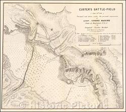 Historic Map - Custer's Battle-field June 25TH 1876 Surveyed And 1876 U.s. Army Corps Of Engineers V1 24IN X 22IN