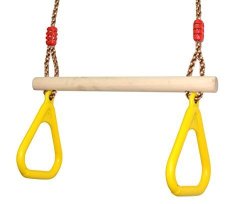 Comingfit? Indoor Outdoor Wooden Trapeze Swing With Plastic Triangular Gym Rings For Kids By Comingfit