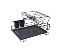 - Two Tier Dish Drying Rack Drainer With Utensil Holder For Kitchen