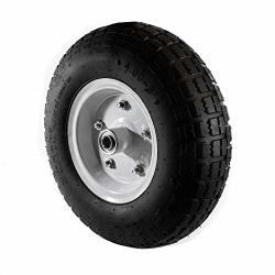 ALEKO WAP13 Pneumatic Replacement Wheel For Wheelbarrow Air Filled Turf Tire For Hand Trucks 13 Inches Black White Rim