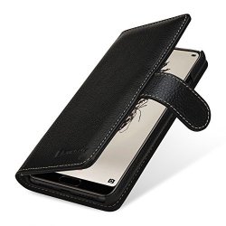Stilgut Wallet Case For Huawei P20 Genuine Leather Huawei P20 Case With Card Slots & Magnetic Closure Black