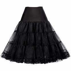 Grace Karin Junior Black Bridal Petticoats Hoopless With Lace Hem M Black
