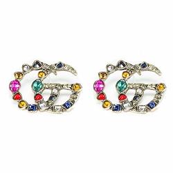 Chichi Women's Fashion Earrings Stainless Steel MINI Ear Stud Moden Style Letter Shape Inspired Mutil-color