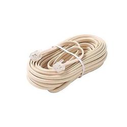 100' Telephone Line Cord Flat With RJ11 Plug Connection Each End Ivory 4-CONDUCTOR Modular End Phone Voice Ultra Flexible Flat Telephone Cord Extension RJ-11