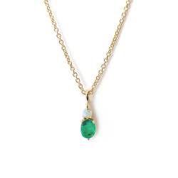 Emerald And Opal Pendant In Yellow Gold