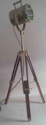 Wood And Aluminium Tripod Lamp Stand And Feature Lamp Fitting