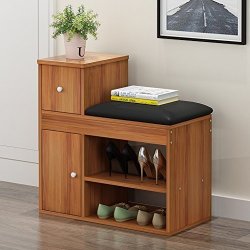 Zhen Guo Shelf Entryway Shoe Bench Rack And Cobinet With Cushion And Storage Drawer Over The Door hallway bedroom Brown Mdf Organizer Shelves Size : Small