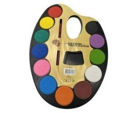 Large Artist Palette With 12 Water Color & Paint Brush