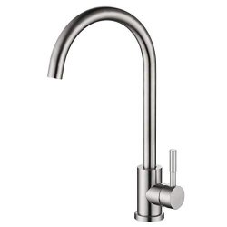 Sdadi 360 Degree Swivel Hot& Cold Mixer Stainless Steel Single Handle Brushed Steel Kitchen Sink Faucet Easy Installation Brushed Nickel Kitchen Faucets WLP9101