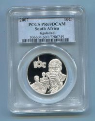 Pcgs Proof Pr69dcam South Africa 2007 10 Cents Kgaladadi Silver Coin - Rare - Limited Mintage