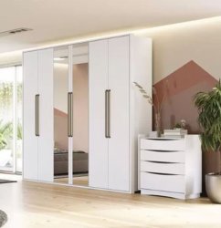 Rogelio 6 Door With 4 Drawers And Mirror Wardrobe-white