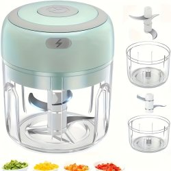 Efficient USB Rechargeable MINI Chopper 100ML 250ML Versatile Garlic& Meat Grinder Fast 500 Rpm Motor- Perfect Kitchen Companion