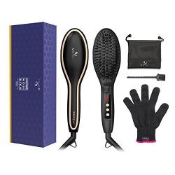 USpicy Hair Straightening Brush Hair Straightener Brush Mch Heating Technology With Free Heat Resistant Glove For Silky Frizz-free 450? 230? Adjustable Temperature Auto Lock Anti-scald