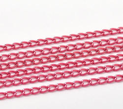 Chain - Aluminium - Fuschia - Curb - 6x3.5mm - Sold Per Pack Of 1 Meter
