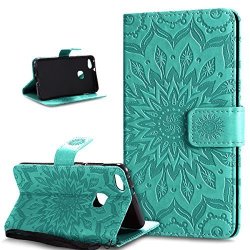 Huawei P10 Lite Case Huawei P10 Lite Cover Ikasus Embossing Mandala Flowers Sunflower Pu Leather Magnetic Flip Folio Kickstand Wallet Case With Card Slots