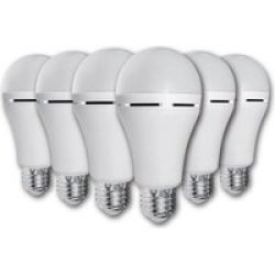 E27 7W Rechargeable LED Bulb Cool White Pack Of 6