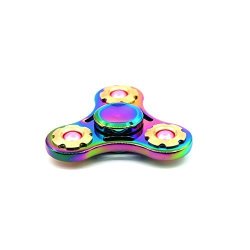 Solomo Tri-spinner Fidget Hand Spinner Smooth Surface Metal Toy 360 Degree Rotation Edc Adhd Fidget Spinner Rainbow For Relieves Stress Anxiety Relax Killing Time