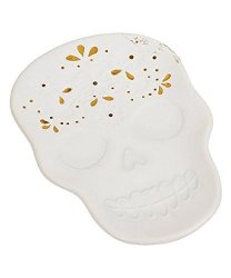 Midwest CBK Sugar Skull Calavera Ceramic Decorative Trinket Dish Jewelry Tray Ring Holder - 5" X 3.5