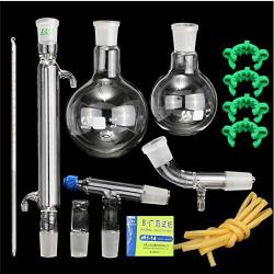 New 500ML 13PCS Glass Distillation Apparatus Chemistry Lab Glassware Kit Water Distiller Purifier