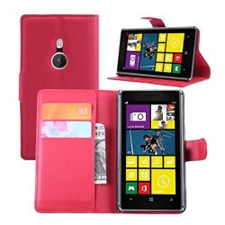 Premium Leather Wallet Flip Bracket Case Cover For Nokia Lumia 925 Wallet - Red