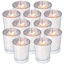Haviti Gold Votive Candle Holders Set of 24 Home Decor and Parties Mercury Glass Votive Tealight Candle Holder for Weddings