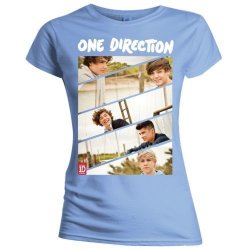 One Direction Band Sliced Kids Fitted Pale Blue T-Shirt Small