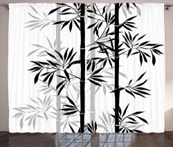 Ambesonne Tree Of Life Curtains Silhouette Of Spiritual Bamboo Tree Leaves Japanese Zen Feng Shui Boho Image Living Room Bedroom Window Drapes 2 Panel