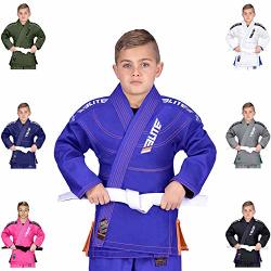 Elite Sports Ibjjf Ultra Light Bjj Brazilian Jiu Jitsu Gi For Kids With Preshrunk Fabric And Free Belt C2 Blue