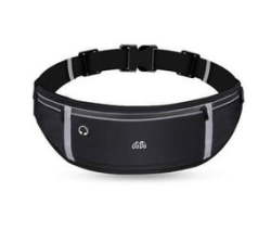 Reflective Sports & Running Fitness Adjustable Waist Belt - Black