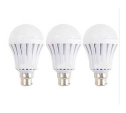 3 Pack 5W Rechargeable Bulbs Auto On With Battery For Emergency Use - B22