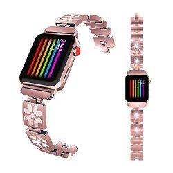 Lwsengme Compatible With Apple Watch Band 42MM Rose Gold Pink Replacement Bracelet Compatible With Iwatch Series 3 2 1