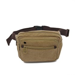 Micoolker Retro Canvas Waist Bag Multi-function Outdoor Small Messenger Chestband Lightweight Hiking Bag