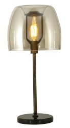 Metal Table Lamp With Cognac Colour Glass -1 X 60W ES 11W Es