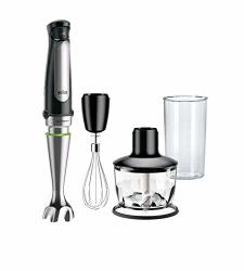 Braun MQ7035X 3-IN-1 Immersion Hand Powerful 500W Stainless Steel Stick Blender Variable Speed + 2-CUP Food Processor Whisk Beaker Faster Finer Blending Multiquick