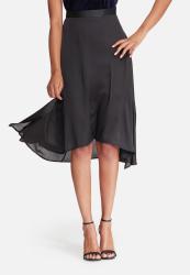Dailyfriday Satin High Low Skirt With Side Slits - Black