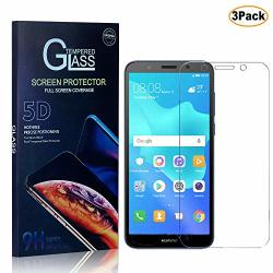 Cusking Huawei Y5 2018 Ultra Thin Tempered Glass Screen Protector Anti Fingerprint Screen Protector Glass For Huawei Y5 2018 Bubble Free 3 Pack