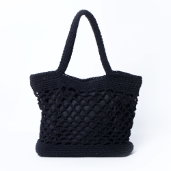 Cleo Black Crochet Tote Bag - Black
