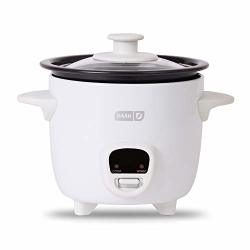 Dash DRCM200GBWH04 MINI Rice Cooker Steamer With Removable Nonstick Pot Keep Warm Function & Recipe Guide 2 Cups For Soups Stews Grains & Oatmeal White