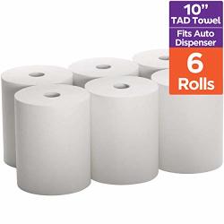 Industrial Paper Towels 10 X 800 White Roll Towels High Capacity Premium Quality Tad Fabric Cloth Like Texture Fits Touchless Automatic Commercial Towel Dispenser Packed 6 Rolls