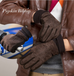 Mens Pigskin Windproof Antifreeze Warm Screw-type Leather Gloves