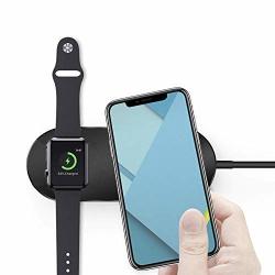 Nuoshawan 2 In 1 Qi Wireless Charging Pad Fast Charger Compatible Iphone X XS Max Xr 8 8 Plus Samsung S8 S7 Edge S6